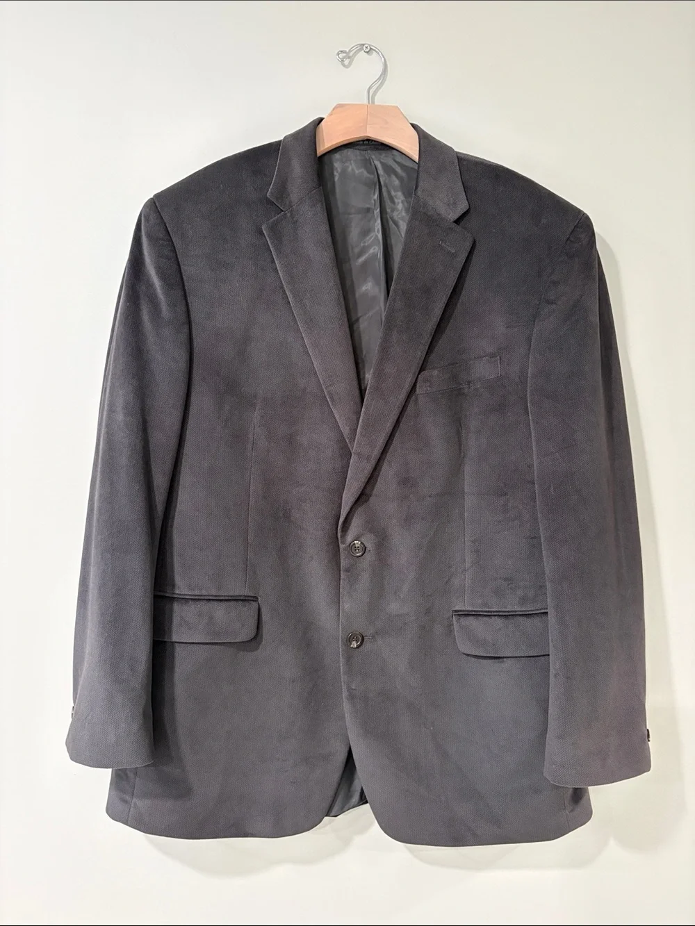 Chaps Ralph Lauren Men's Charcoal Velvet Blazer Sport Coat 44L